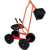 excavadora roja con ruedas