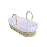 Forro blanco suave para moisés de mimbre y palma, ajustable y ideal para recién nacidos.