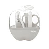 Set de cuidado para bebés con estuche gris de manzana: tijeras, cortaúñas, lima de uñas y 2 pinzas - imagen 3