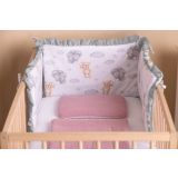Protector de Cuna Reversible de Muselina 180x40 cm – 3 Paneles con Lazos – Teddy Grey - imagen 2