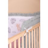 Protector de Cuna Reversible de Muselina 180x40 cm – 3 Paneles con Lazos – Teddy Grey - imagen 3