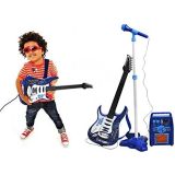 Juego de Guitarra eléctrica + Amplificador + micrófono con Soporte Azul para niños a Pilas  - imagen 3