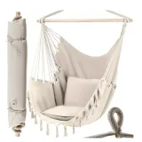 Hamaca - Silla Colgante - Hamaca Brasileña Beige + 2 cojines - imagen 7