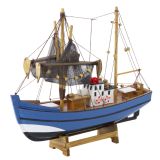 Modelo Decorativo de Barco de Pesca de Madera Azul 30x26cm - imagen 2