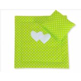 Pram Bedding Set With Duvet And Pillow 2pcs - Hearts White Dots On Green