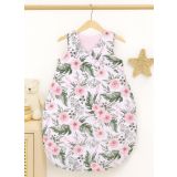 Cotton Sleeping Bag For Children, Size M, 3-12 Months, Tog 2.5, All-season - Peony Flower Pink