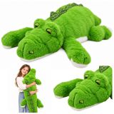 Cocodrilo de peluche verde grande de Lean Toys, ideal para abrazar.