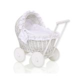 Carrito de Muñecas My Sweet Baby - Mimbre Blanco y Ropa Suave