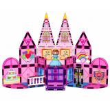 Bloques magnéticos de construcción en color rosa de Lean Toys.