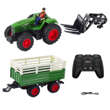 Tractor Agrícola con Remolque y Horquillas Control Remoto