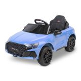 Coche eléctrico Toyz Audi RS3 azul con características de seguridad.
