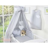 Dosel de Cuna My Sweet Baby con Corazones Colgantes Gris