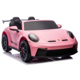 Coche eléctrico Porsche GT3 rosa con motor potente