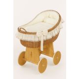 Moisés de Mimbre My Sweet Baby Carina Natural y Ropa Crema