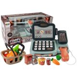 Caja registradora con micrófono y sonido para juegos educativos.