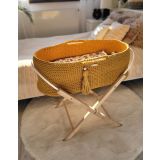 Moses Basket Boho Handmade Cotton With Mattress - Honey Yellow