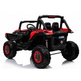 Jeep eléctrico infantil Lean Cars 124 cm rojo, vista lateral con ruedas EVA