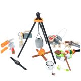 Set de Camping de Madera con Accesorios y Fogata - 45 Piezas