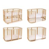 Cuna Móvil Waldin 7 en 1 de Madera Natural con Colchón