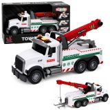 Camión de construcción blanco con grúa ajustable de Lean toys