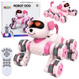 Perro robot rosa de Lean toys con luces LED y control remoto.