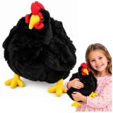 Gallina de peluche suave de Lean toys en un entorno acogedor.