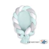 Nido trenzado 2 en 1 My Sweet Baby - Blanco, gris y menta - imagen 2