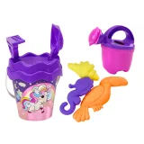 Set de Arena con Cubo, Pala, Rastrillo, Regadera y Unicornio Rosa