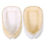 Baby Nest Double-sided Premium Cocoon For Infants Bobono- White Dots On Beige/ Beige Strips