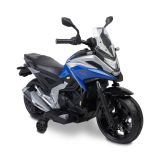 Moto eléctrica Honda NC750X azul 12V Toyz, vista lateral con panel multimedia