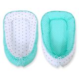 Baby Nest Double-sided Premium Cocoon For Infants Bobono- Grey Stars/ Dots On Mint