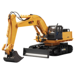 Modelo de excavadora Huina 1:16 mostrando su calidad y detalles.