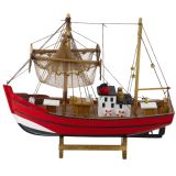 Modelo Decorativo de Barco de Pesca Rojo 30x26cm