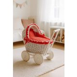 Carrito de Muñecas de Mimbre My Sweet Baby con Ropa Blanca y Roja - imagen 2