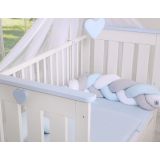 Protector de Cuna Trenzado My Sweet Baby en Blanco, Gris y Azul - imagen 3