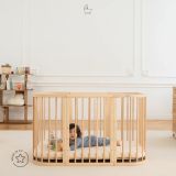 Cuna Móvil Waldin 7 en 1 de Madera Natural con Colchón