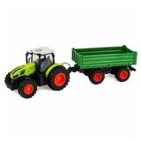 Modelo de tractor agrícola RC en color verde con remolque desmontable