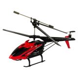 Detalle del rotor y la cabina del mini helicóptero Syma S5H rojo