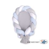 Nido de Bebé Trenzado 2 en 1 My Sweet Baby - Blanco-Gris-Azul