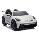 Coche eléctrico infantil Porsche GT3 Lean Cars blanco, vista frontal