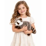 Peluche de raccoon marrón y gris de material sintético