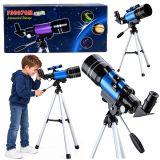 Telescopio astronómico azul para niños, ideal para iniciarse en astronomía.