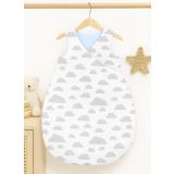 Cotton Sleeping Bag For Children, Size M, 3-12 Months, Tog 2.5, All-season - Clouds Gray/blue