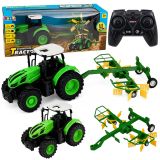 Tractor de granja control remoto Lean toys con rastrillo