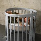 Cuna Ovalada 7 en 1 Waldin con Colchón de 3 Piezas - Gris
