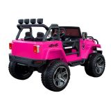 Detalles del coche eléctrico Jeep WXE-1688, fabricado en eco-cuero y color rosa.
