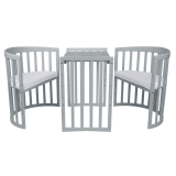 Cuna Ovalada 7 en 1 Waldin con Colchón de 3 Piezas - Gris