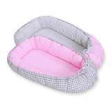 Baby Nest Double-sided Premium Cocoon For Infants Bobono- Grey Checkered/ Pink Checkered