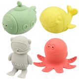Juguetes de baño educativos de goma suave, 4 piezas