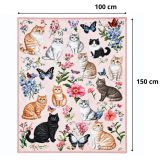 Manta suave con diseño de mariposas y flores, ideal para el hogar.